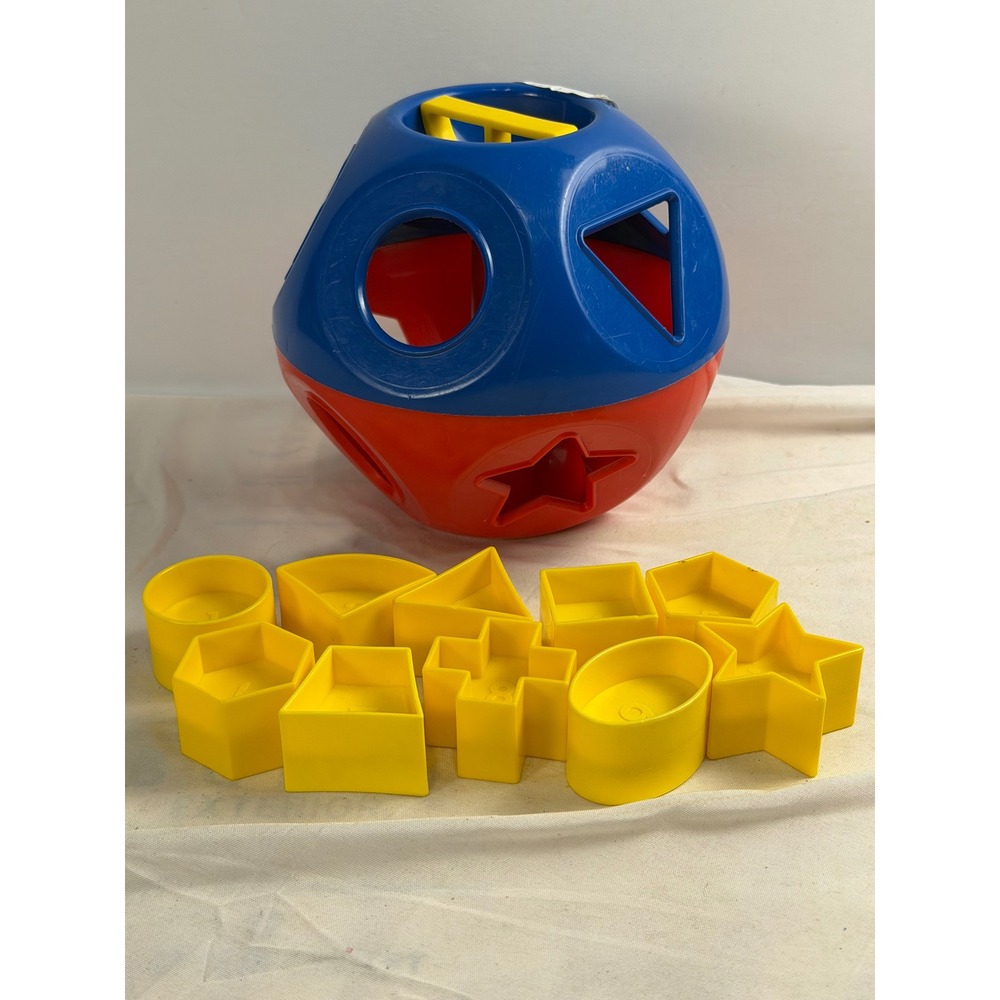 Tupperware Shape-O Toy Red Blue Ball Sorter with 10 Yellow Numbered Shapes